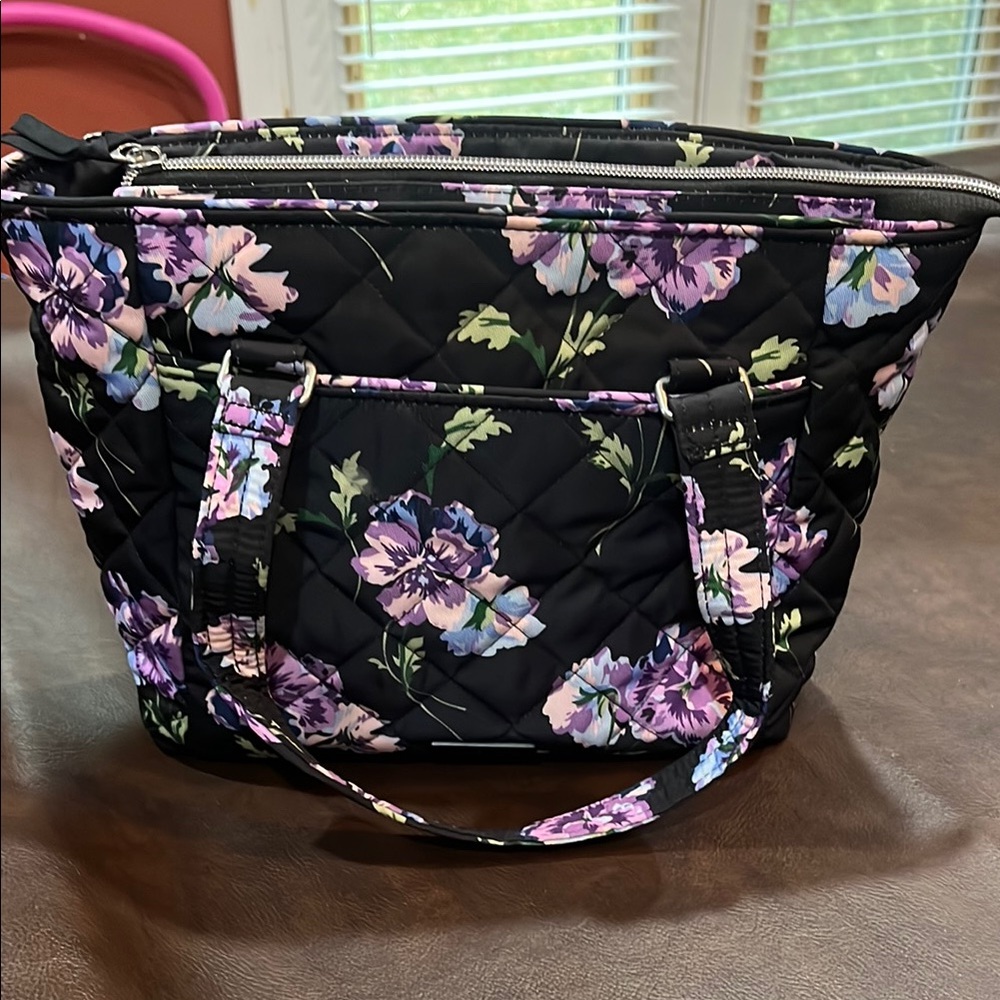 Stylish Vera Bradley Black and Purple Tote Bag